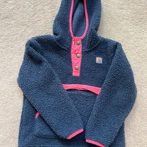 Carhartt Kids Fleece Hoodie in Navy and Pink